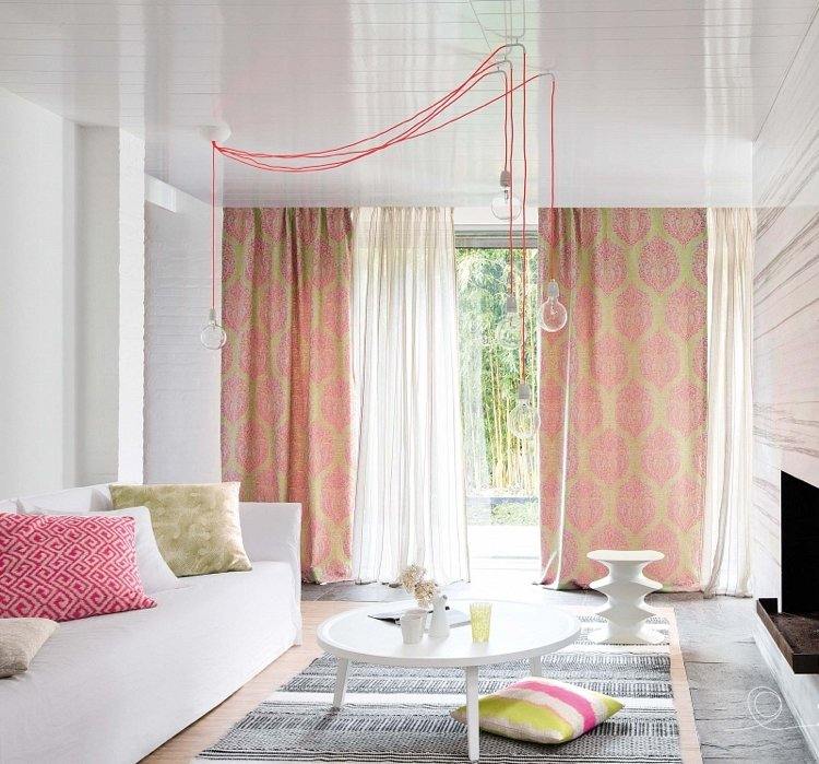 cortina-cortina-moderna-linho-bege-rosa-verde-cor-exótica-moderna