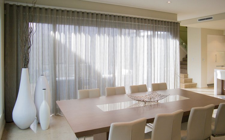 moderna-cortina-cortinas-linho-bege-semitransparente-naturals-cor de areia-moderna-sala de jantar