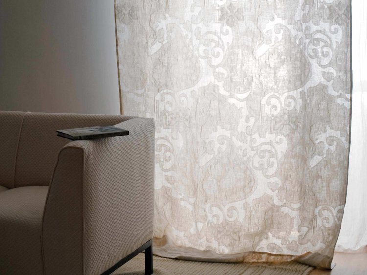 moderna-cortina-cortinas-linho-tecido-creme-branco-bege-ornamentos-barroco-sala de estar