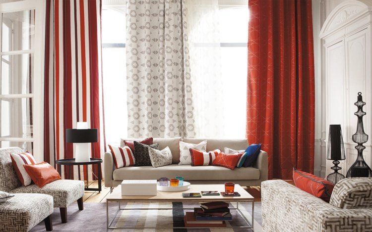 Cortinas e cortinas modernas -linho-tecido-sala-padrões-estofamento-tecidos-cores-combinar