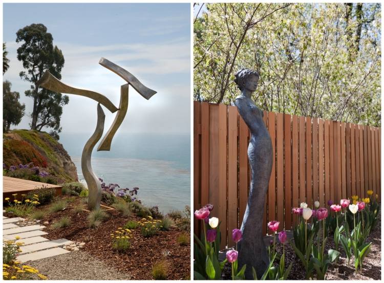 Arte moderna de jardim de aço-escultura-abstrata-mulher