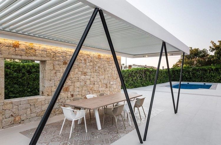 moderno gazebo pergola ripas perfis de aço ajustáveis