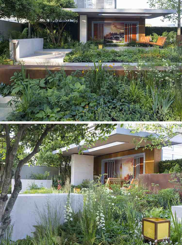 moderno-jardim-jardim-design-tendências-exuberante-terraço-encosta-corten aço