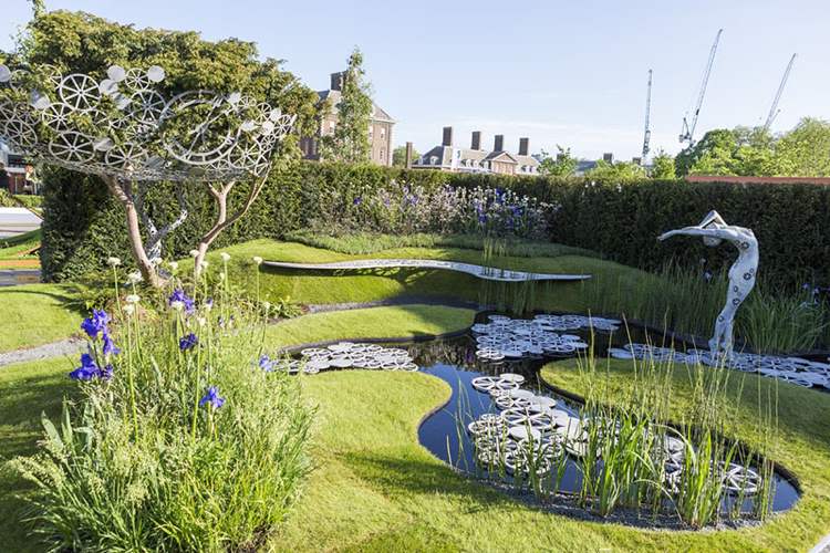 Jardins modernos - design de jardim - tendências - escultura de jardim - arte de jardim - lagoa