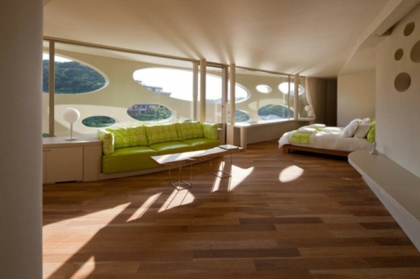 sofá verde com design moderno e inovador