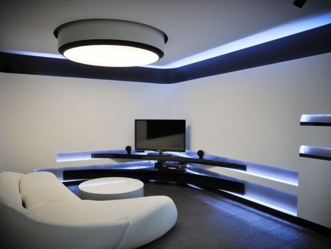 Iluminação de parede LED gabinete de canto preto branco