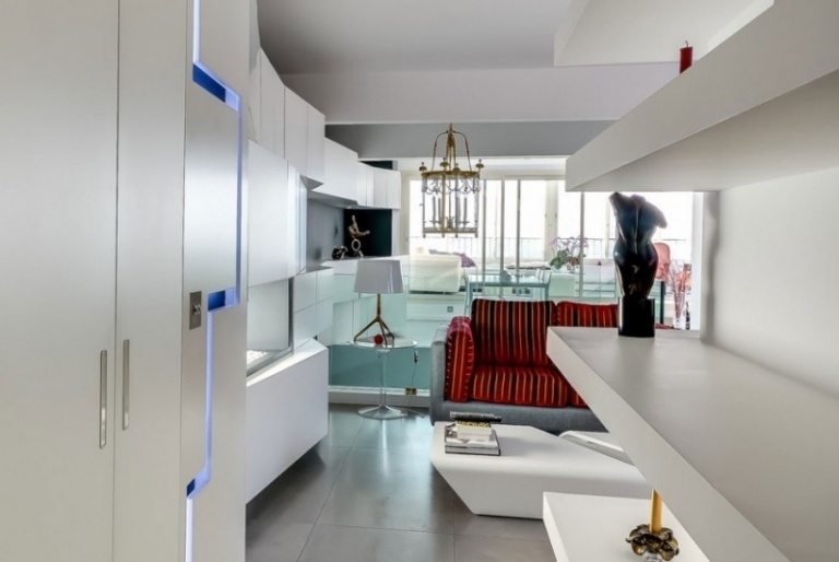 Design de interiores moderno - prateleira de parede viva - gabinete de iluminação indireta - moderno