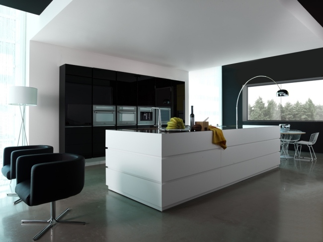 cozinha de design moderno preto e branco da miton