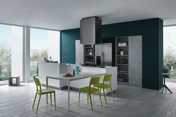 Design minimalista de cozinha cinza e branco