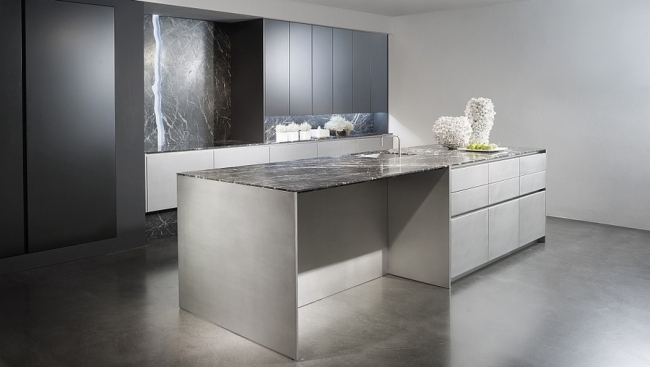 cozinhas de design moderno silvertouch de aço inoxidável da Eggersmann