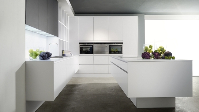 cozinhas de design moderno laminado branco da Eggersmann