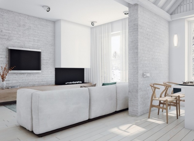 Casa de campo moderna com detalhes em madeira clara e design minimalista