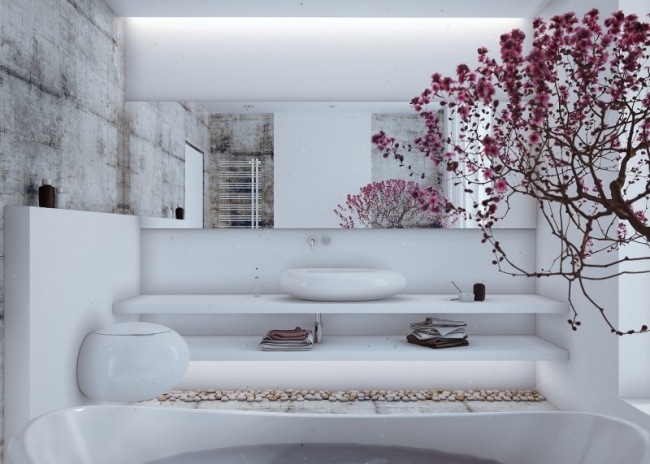 apartamento loft moderno com formas redondas e design minimalista