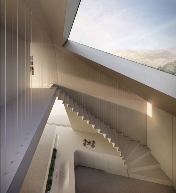 villa F grécia escada branca cozinha Hornung Jacobi Architects