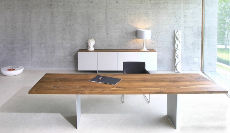 móveis de madeira maciça para sala de jantar moderno-tix-mobimex-concreto-parede-aparador