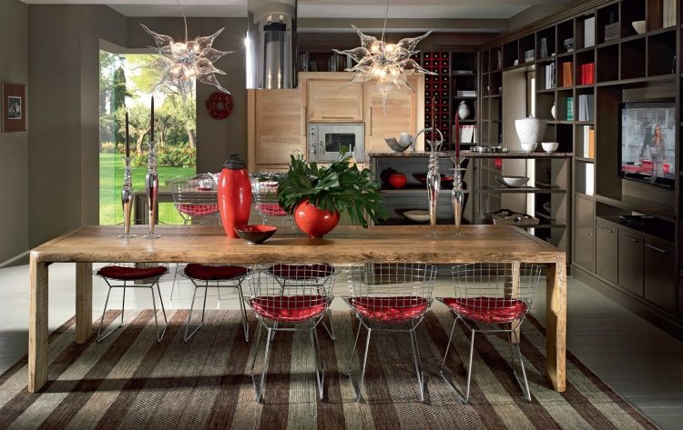 móveis modernos de madeira maciça para sala de jantar mesa retangular-EVITA-lottocento