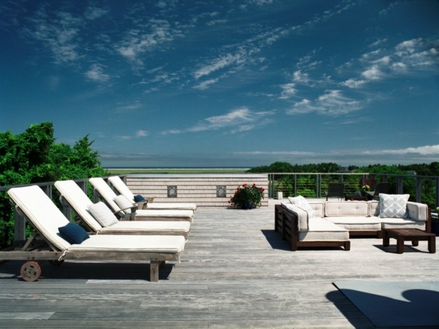piso de madeira pátio terraço design espreguiçadeira mobília de jardim moderna