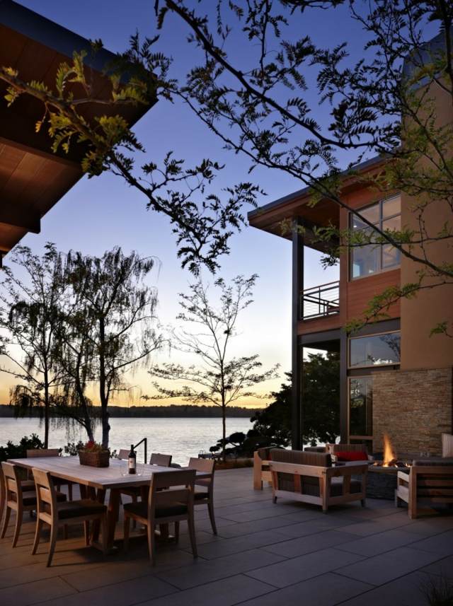 terraço lago móveis de jardim estilo modernidade romântico