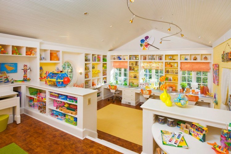 moderno-armário-colorido-prateleiras-branco-sala de jogos-design-armazenamento