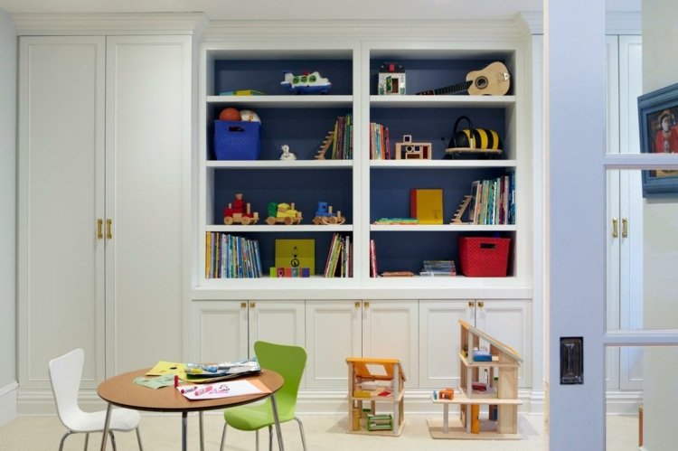 moderno móvel de parede branco-azul escuro-meninos-quarto infantil-guarda-roupa-prateleira