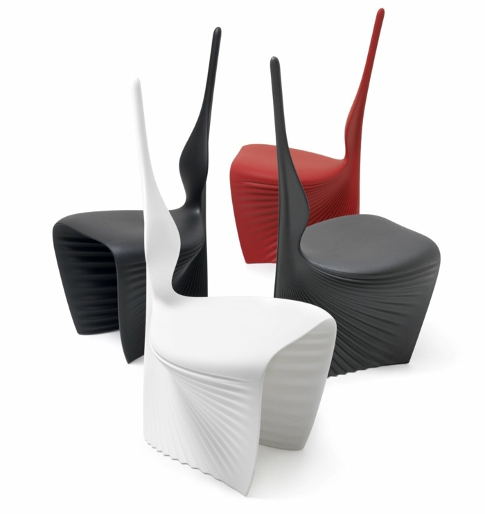 cadeiras minimalistas modernas em preto e branco