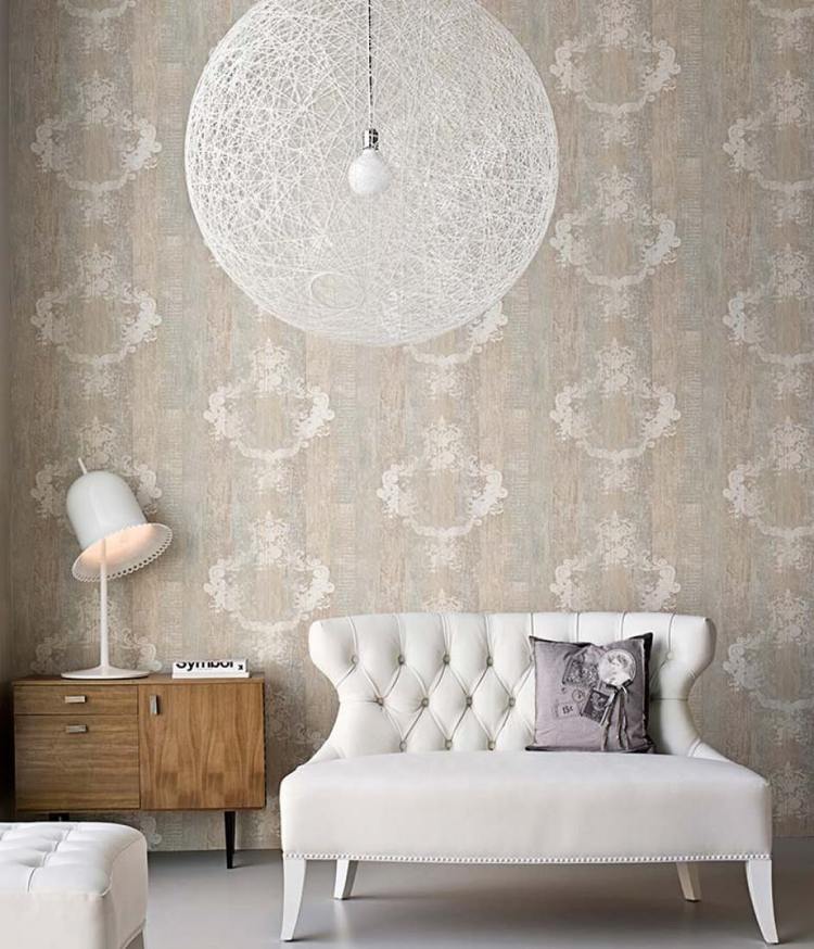 Papéis de parede modernos em madeira têm decoração vintage bege de carvalho
