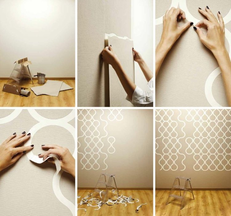 Use papéis de parede modernos - bege-branco - personalize