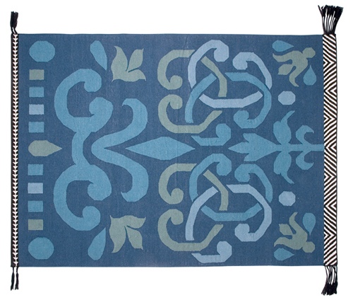 tapete moderno por tapetes gan padrão simétrico azul