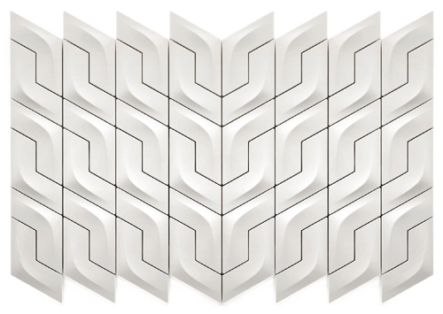 revestimento de parede moderno com padrões geométricos brancos