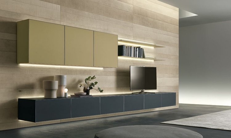 modern-living-wall-led-self-giuseppe-bavuso-wood-dark-blue-dark-mostard-yellow-gray-floor