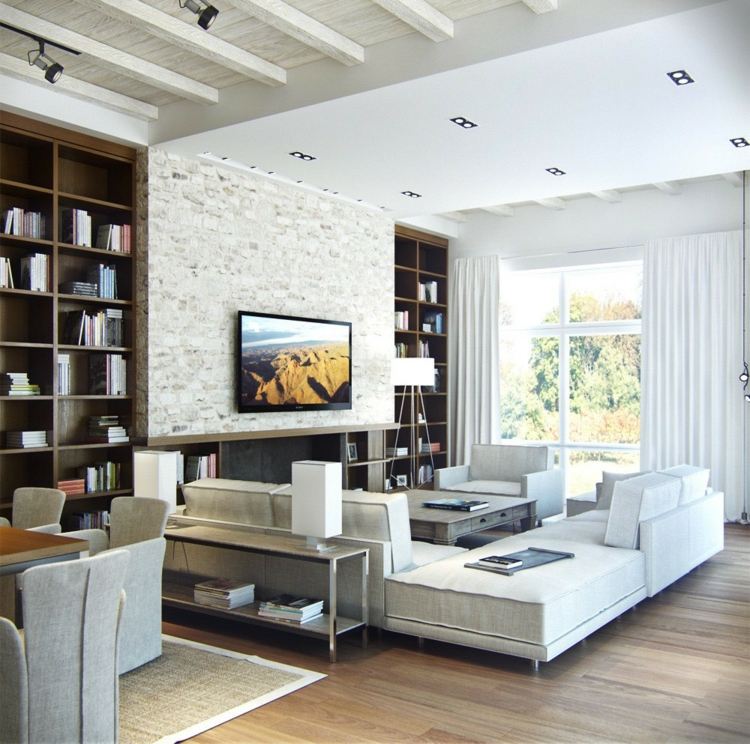 lustre moderno da parede de tijolo da sala de estar mesa lateral em parquet vorahenge branco