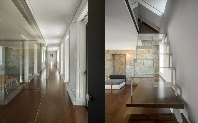 escada moderna estilo country madeira metal design de interiores