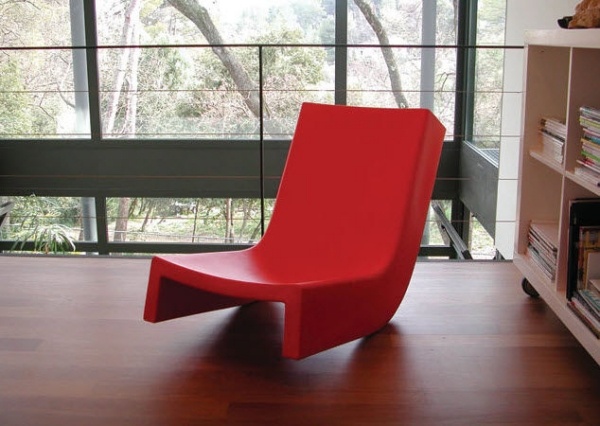 Poltrona design poltrona de balanço vermelho-alto-encosto assento baixo