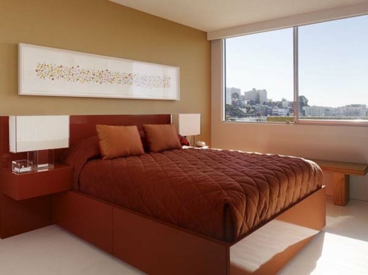 quarto moderno e elegante - cama vermelha