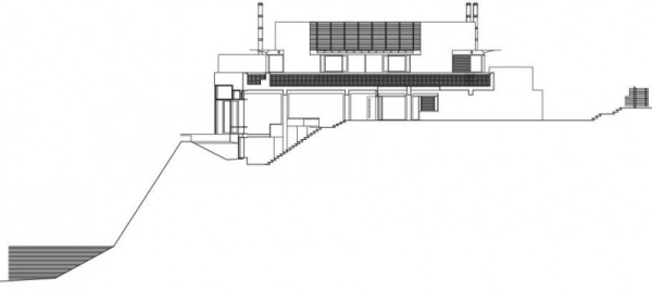 Desenho do perfil da planta baixa da Shaw House