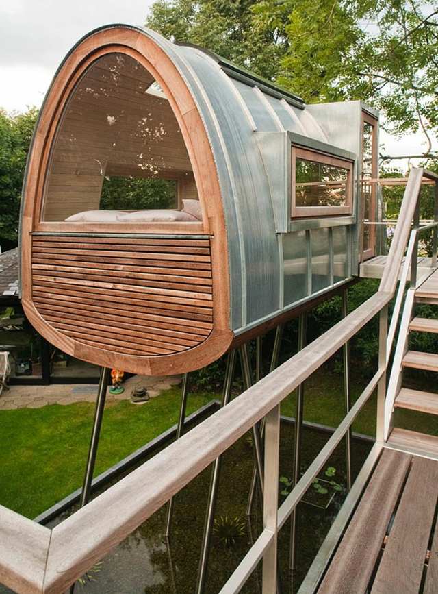 Ideias de design de fachada de madeira em aço inoxidável