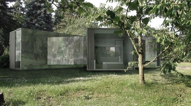 casa-de-concreto-telhado-plano-seis-fachadas-casa-Petr-Hájek-Architekti-camaleão-envidraçada