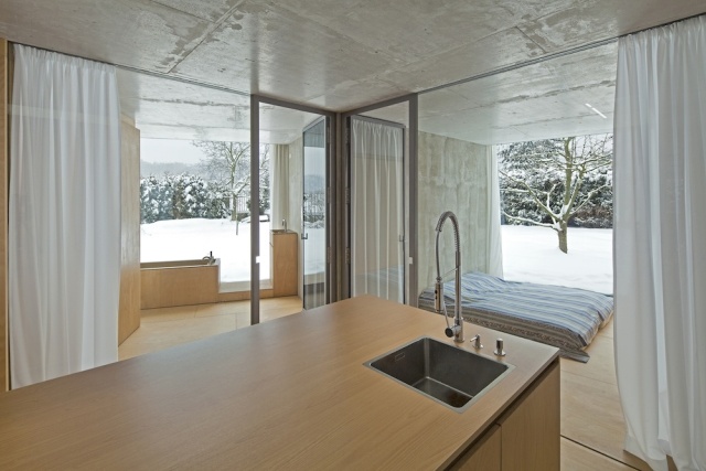 moderna-única-casa-casa-minimalista-quartos-cozinha aberta projetada