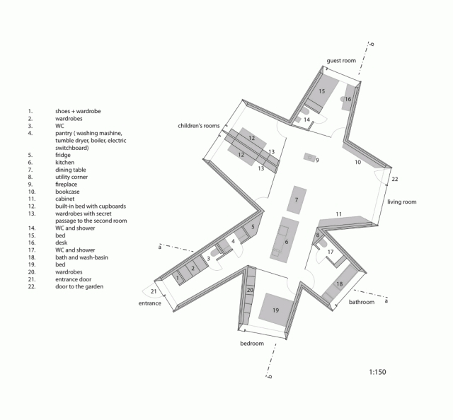 Edifício-com-geometria-lúdica-camaleão-casa-petr-hajek-architekti