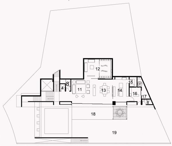 Casa de encosta Agraz Arquitectos, segundo andar