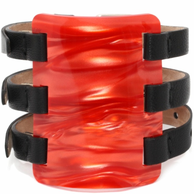 Pulseira de couro vermelho-preto-Alexander-Mcqueen