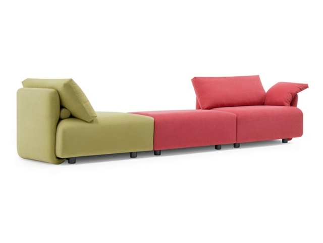 Conjunto de sofás estofados modernos de cor rosa verde