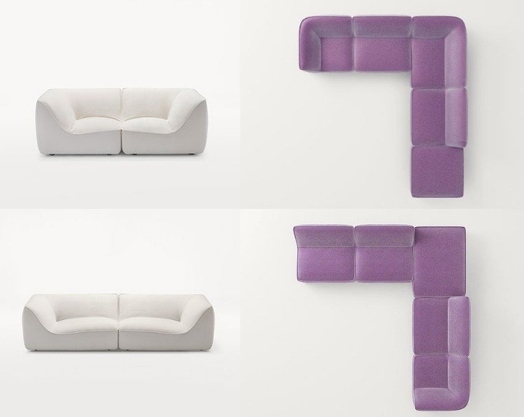 sofá modular -design-design-módulos-estofamento-combinações-branco-lilás