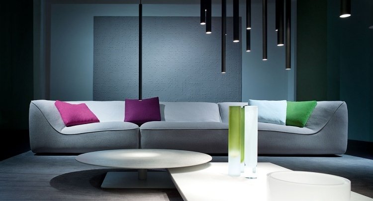 sofá modular -design-design-cinza-almofadas-colorido-acentos-grande