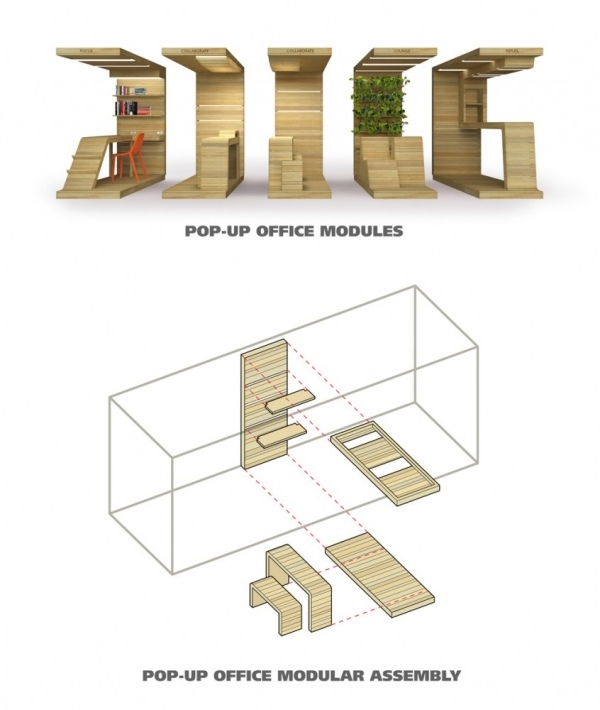 unidades modulares de madeira no sistema de escritório