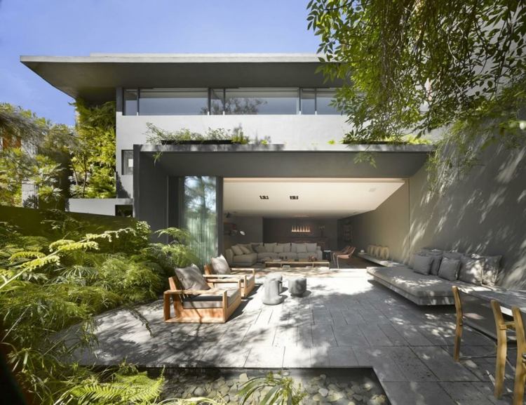 arquitetura méxico móveis de jardim ao ar livre almofadas de estofamento cinza