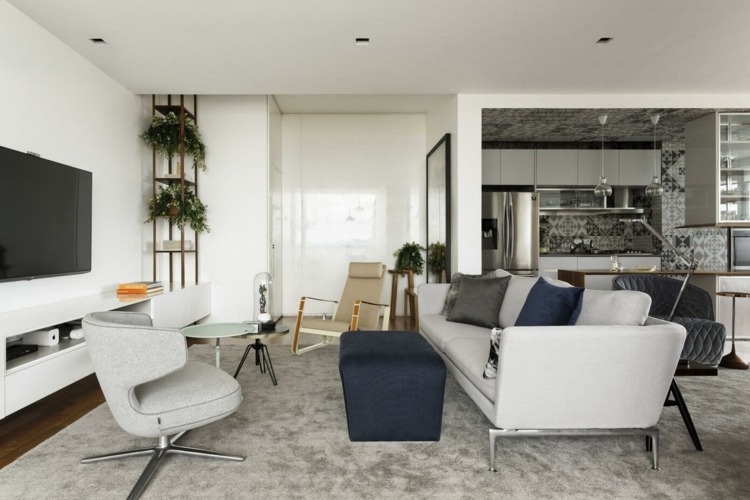 monocromático-cozinha-sala-design-móveis de parede clara