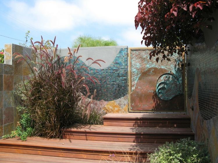 Mosaico-jardim-jardim decoração-faça-você-mesmo-idéias-marítimo-onda