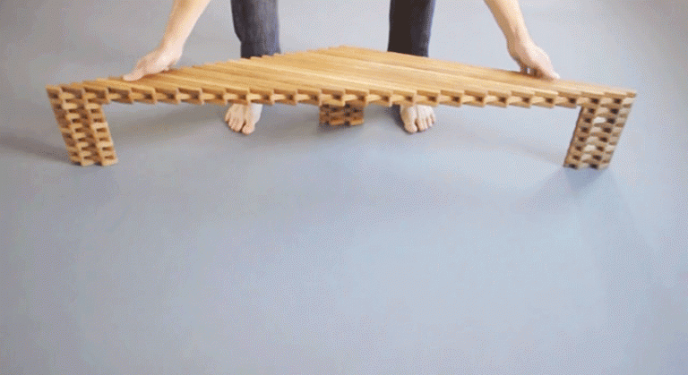 móveis de madeira triangular-mesa de centro-tamanho ajustável
