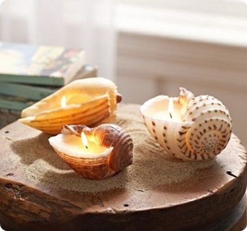 Ideias de decoração de mesa com velas de concha